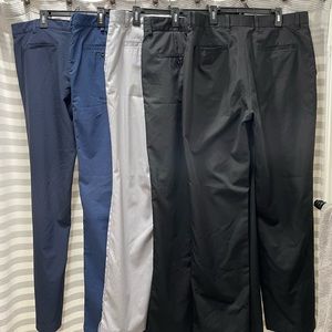 Lot of five, mens golf pants. (4)-36x34. (1)-34x34.